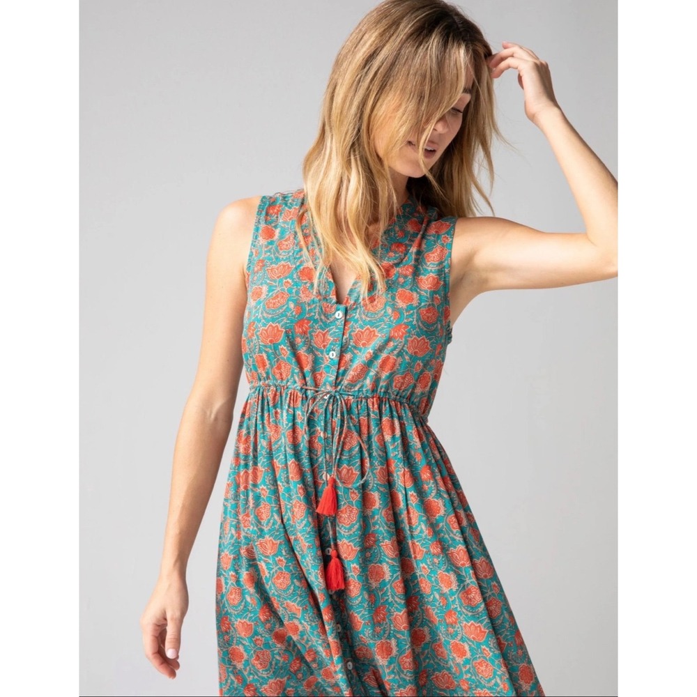 Natural Life Floral Boho Cotton Midi Dress Women's Size XL